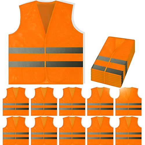 PeerBasics Safety Vests Bulk Pack - Reflective High Visibility, Men Women, Mesh (as1, numeric, numeric_10, regular, regular, Orange) - color: Orange, size: 10