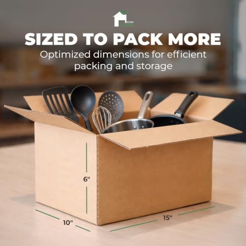 EconoHome Corrugated Shipping Boxes - 15x10x6" Small Moving Boxes - Durable Cardboard - For Packing, Storage & Small Business Packaging - Stackable Kraft Cartons for Secure Transport - 75-Pack - size: Small