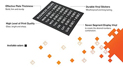 Kubik Letters Business Hours Sign With Vinyl for Numbers - Open Closed Sign for Stores and Restaurants - Glass Door Operation Hours