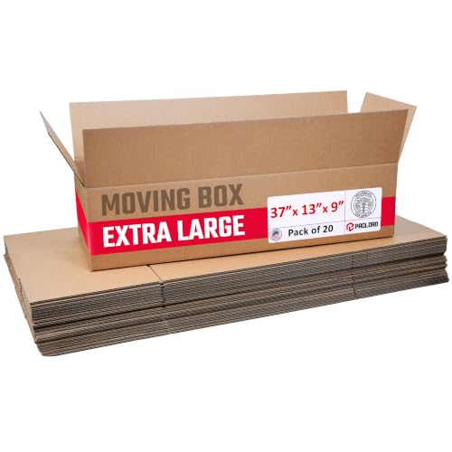 Extra Large Moving Boxes 37"L x 13"W x 9"H (Pack of 20) - USA-Made Cardboard Packing Boxes for Moving, Shipping, or Storage - USPS, UPS, FedEx Approved - Professional Packing Supplies - color: Pack of 20, size: Extra Large 37x13x9"