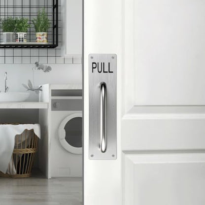 Sumnacon 1 Set Stainess Steel Door Handle,Push Pull Plate Handles, Silver - color: Silver