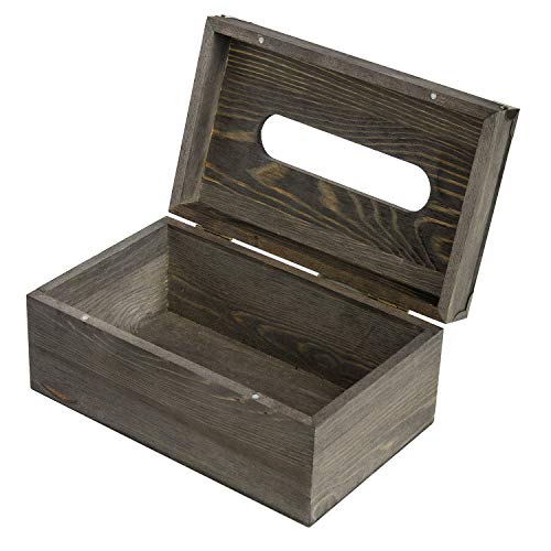 Distressed Wooden Rustic Facial Tissue Box Holder Tissue Box Cover Napkin Dispenser for Bathroom Living Room Dining Room Bedroom Toilet (Grey) - color: Grey