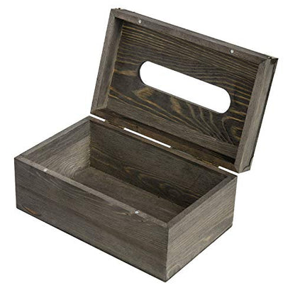 Distressed Wooden Rustic Facial Tissue Box Holder Tissue Box Cover Napkin Dispenser for Bathroom Living Room Dining Room Bedroom Toilet (Grey) - color: Grey
