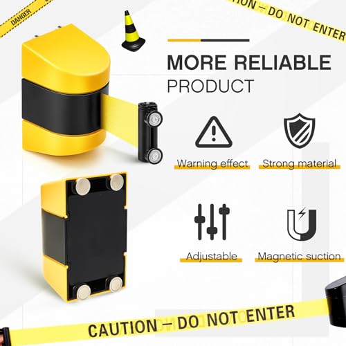 Barydat 1 Pieces 16.4 ft Retractable Barrier, Caution Do Not Enter, Yellow - color: Yellow, size: Caution Do Not Enter
