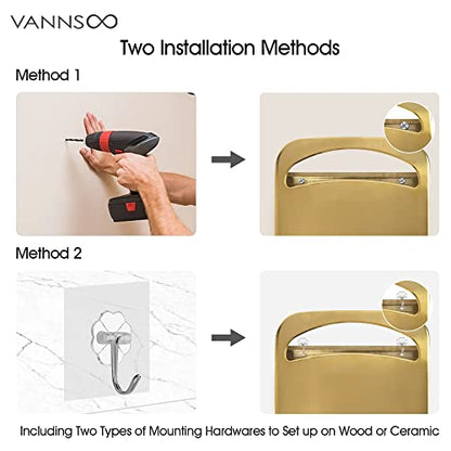 Toilet Seat Cover Dispenser - Stainless Steel Wall Mount (Gold) - color: Gold