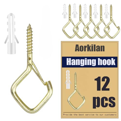 12 Pcs 2.36IN Ceiling Hooks with Safety Buckle for Plants - color: Gold, size: 12Pcs