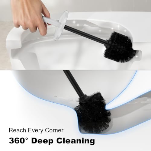 Metal Vertical Grain Toilet Bowl Brush and Holder Set Scrubber White - color: White