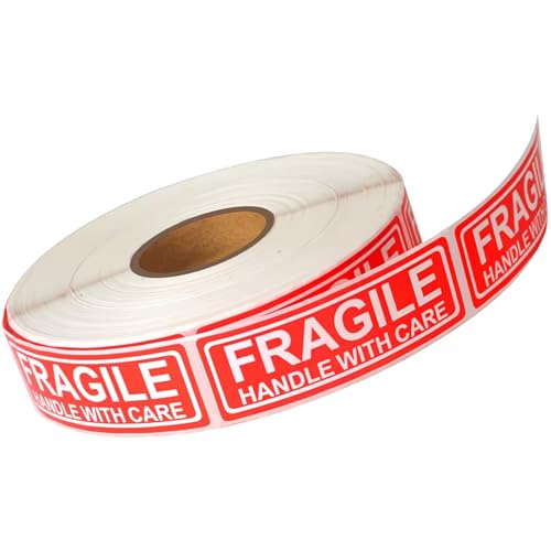 Fragile Stickers (500 Labels/Roll) — Fragile: Handle with Care Warning Labels, Suitable for Shipping, Mailing, Moving, and Various Packaging Boxes