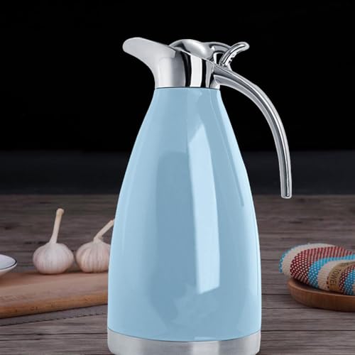 68 Oz Stainless Steel Thermal Carafe - Double Walled Vacuum Insualted Thermos/Carafe with Lid - Coffee/Tea Carafe Heat & Cold Retention - 2 Liter - color: Blue