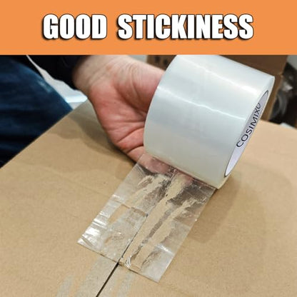 COSIMIXO Heavy Duty Clear Packing Tape 2.5Mil x 1.88" x 55Yards, 6 Rolls with Dispenser, Industrial Transparent Packaging Tape for Shipping Moving Sealing - size: 2.5Mil x 1.88" x 55Yds 6-Pack