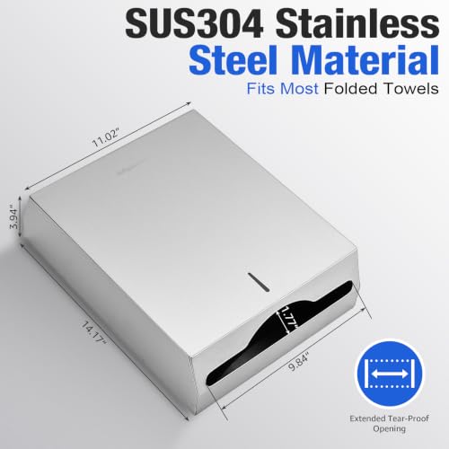 Commercial Paper Towel Dispenser Wall Mount, 304 Stainless Steel - size: 400 C-Fold/525 Multi-Fold