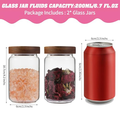 Small Glass Jar with Lids Mini Glass Bottle Glass Storage Canister Borosilicate Glass Containers for Spice Ground Nut Pasta Sugar Candy Tea (6.7oz（200ml)-2 PACK - color: 6.7oz（200ml)-2 PACK
