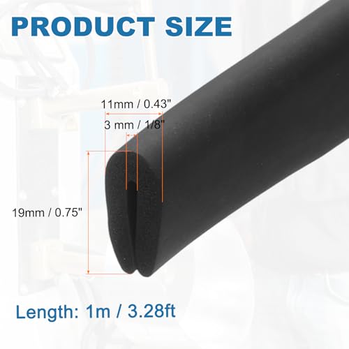 PATIKIL Rubber Edge Trim, 1/8"(3mm) x 3.3Ft Length EPDM U Channel Edge Protector U Shaped Gasket for 2-4mm Mirror Glass Protector, Black (11x19mm) - color: Black, size: 1/8"x3.3Ft(2-4mmx11x19mm)