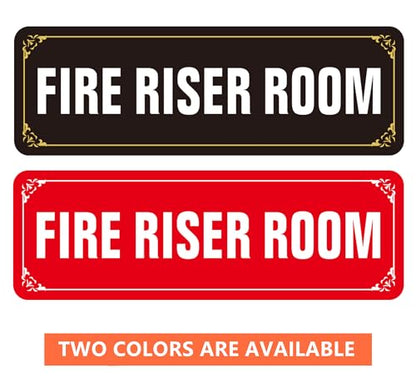 (2 Pack) Fire Riser Room Sign, Self Adhesive Rust Free and Reflective Aluminum Metal Sticker Signs for Wall and Door (9 x 3 inches, Red/White) - color: Red /White