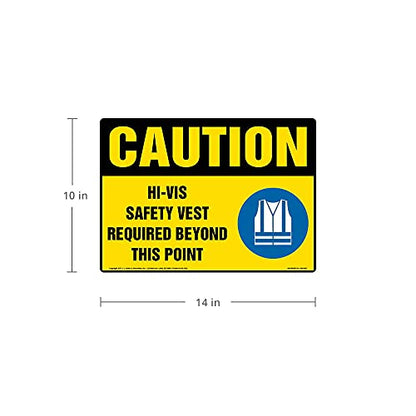 J. J. Keller Caution Hi-Vis Safety Vest Required Sign, 14"x10"