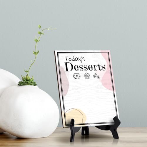 Today's Desserts 6x8 Dry Wipe Table Sign Easy Installation | Restaurant & Bar | Perfect To Clearly Direct Customers & Advertise Specials | No Pen Included - style: Today's Desserts