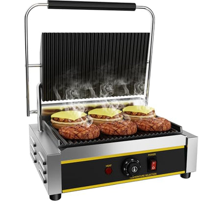 Commercial Panini Press Grill, 1800W Electric Sandwich Panini Maker - size: 13.4"×9"