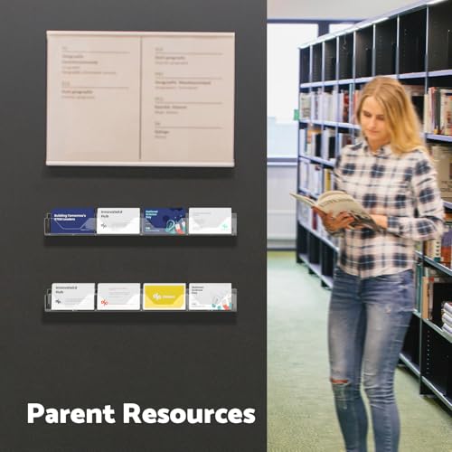 HIIMIEI Business Card Holder for Wall: Acrylic Gift Card Holder Wall Mount, 2 Pack Clear Hanging Rack Card Holder Display, Horizontal Multiple Business Card Holder Organizer for Office (8 Slots)