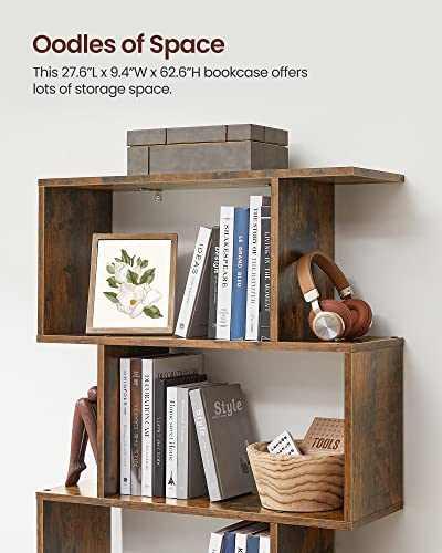 VASAGLE 5-Tier Bookcase, Open Storage, 27.6 x 9.4 x 62.6 Inches - color: Rustic Brown, style: 5-Tier (27.6"W)