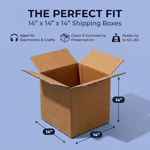 BOX USA Cube Shipping Boxes, 14x14x14" 25-Pk for Shipping & Packing - size: 14x14x14" (25-Pack)