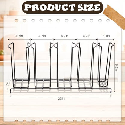 Maxdot 2 Pcs 5 Section Coffee Cup Organizers 23 x 5 x 8.5 Inch Wire Rack Coffee Cup and Lid Holder Black Iron Lid Dispenser Countertops Station Organizer for Kitchen Storage Essentials - size: 23 x 5 x 8.5 Inch