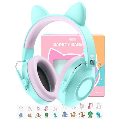 Dr.meter Noise Cancelling Headphones for Kids Adults Toddler Ear Protection - color: Cat Lake Green