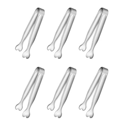 6 Pcs Mini Serving Tongs, 4.3 Inch Heart-Shaped Small Ice Tongs, Food Grade Stainless Steel Silver Tongs for Sugar Cube, Appetizers, Dessert, Tea Party, Home Kitchen, Coffee Bars, Dishwasher Safe - color: Silver, size: 4.3inch-6pcs