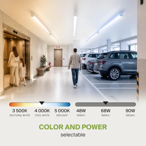 ASD 8ft LED Linear Strip Light Fixture, Emergency Battery Backup - color: White | Emergency, size: 8FT