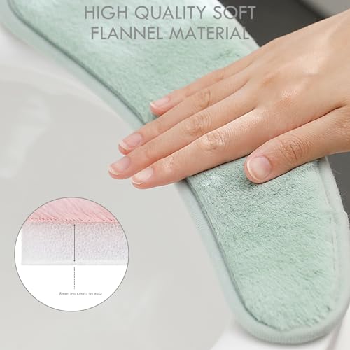 Thick and Warm Toilet Seat Cushion Cover - with Sticky Toilet Seat Cushion - Washable and Reusable Mat for Winter - Double Flap Separation, TPR Back Adhesive, Soft and Protective (Green) - color: Green