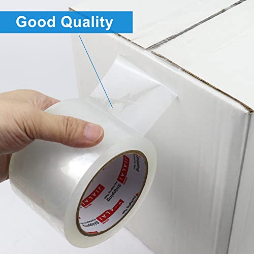 JIALAI HOME 3" Heavy Duty Packing Tape 6 Rolls, Total 360Y - 3 inch x 65 Yards, 2.4 mil Thick, Clear 3 Inch Wide Packaging Tape for Shipping, Mailing, Moving & Storage