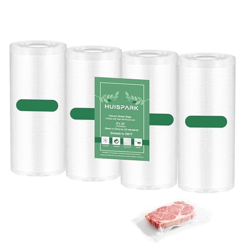 Pre-Cut Perforated Vacuum Sealer Bags Rolls 6x8 Inch,Heavy-Duty Vacuum Sealer Roll Bags 4 Rolls 120 Tear Off Bags,Easy-Tear Food Grade Storage Bags for Sous Vide, Freezer & Meat (BPA Free) - size: 4 rolls 6 x 8 Inches