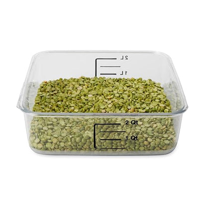 Rubbermaid Commercial Products, Space Saving Square Food Storage Container, 2 Quart, Clear, for Kitchen/Sous Vide/Meal Prep - size: 2 Qt., style: Container