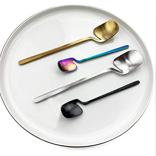 JASHII Honey Jam Spoon, Stainless Steel Mini Coffee Spoon, Teaspoon, 6-piece (Matte Silver) - color: Silver coffee spoon 6pcs, size: service 6