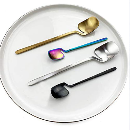 JASHII Honey Jam Spoon, Stainless Steel Mini Coffee Spoon, Teaspoon, 6-piece (Matte Silver) - color: Silver coffee spoon 6pcs, size: service 6