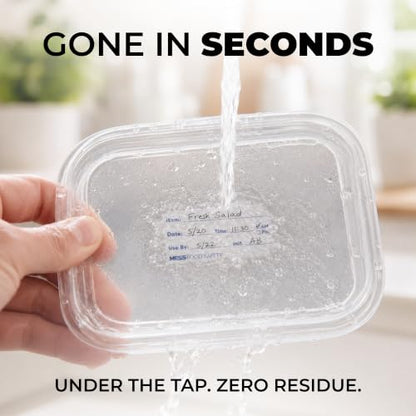 MESS Dissolvable Food Labels, 1x2, 200/Roll - Dissolves in 30 Seconds or Less - Removable Pantry, Meal Prep & Food Storage Labels - Canning & Freezer Use - size: 1x2"