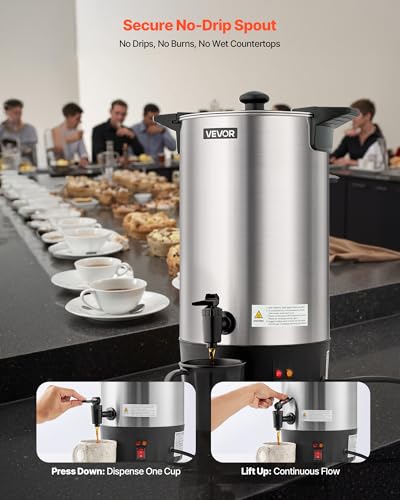 VEVOR Commercial Coffee Urn 60 Cups, 9.5 qt Hot Beverage Dispenser - size: 60Cups
