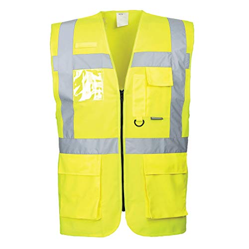Portwest Berlin Executive Hi-Vis Vest Visibility Reflective Safety Security Work Top ANSI 2, Yellow, 6XL - color: Yellow, size: 6X-Large