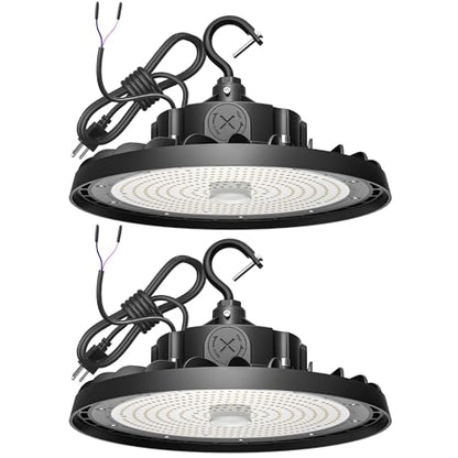 UFO LED High Bay Light 240W 36,000lm 5000K Daylight, High Bay LED Shop Light 0-10V Dimmable with US Plug 5’ Cable, Commercial LED Warehouse Lights, Factory Area Lighting Fixture, 2PCS