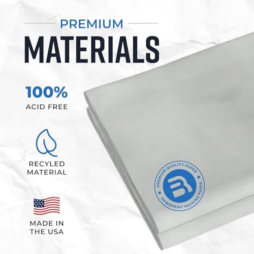 Bryco Goods Newsprint Packing Paper Sheets for Moving - 1.5lb - 50 Sheets of Newspaper Paper - Wrapping and Protecting Fragile Items, Box Filler, Shipping Supplies - 27" x 17" - Made in the USA - size: 27" x 17" (50 Sheets)