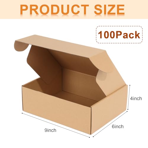 Qilery 100 Pcs 9x6x4'' Shipping Boxes Corrugated - size: 9 x 6 x 4 inches