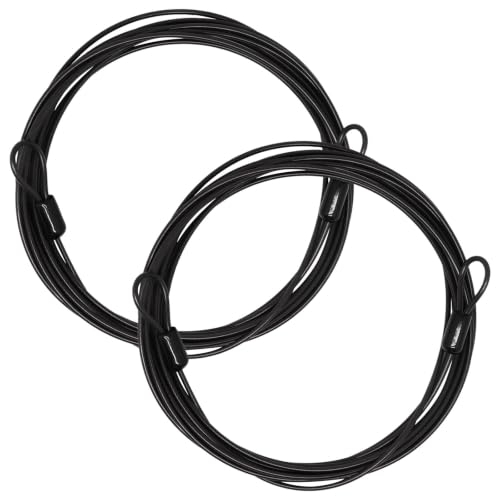 Cable Lock Double Loops 15Ft Long Black Security Cables, Bike Locks Cables 2.5mm Braided Steel Coated Safety Cable Wire Rope for Luggage, Outdoor, Clothesline (2 Pack) - color: Black, size: 15Ft (2 Pack)