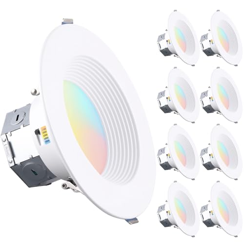 TORCHSTAR 8-Pack 5CCT 6 Inch LED Recessed Light Canless, White - color: White-5CCT, size: 6 Inch