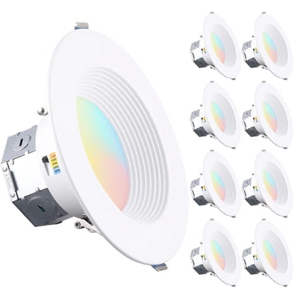 TORCHSTAR 8-Pack 5CCT 6 Inch LED Recessed Light Canless, White - color: White-5CCT, size: 6 Inch