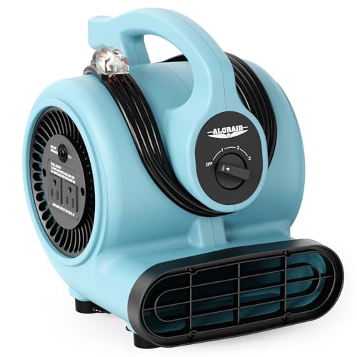 ALORAIR 3 Speed Air Mover Blower Fan 115W 600CFM Utility Floor Fan - Blue - color: GF600A Air Mover in Blue