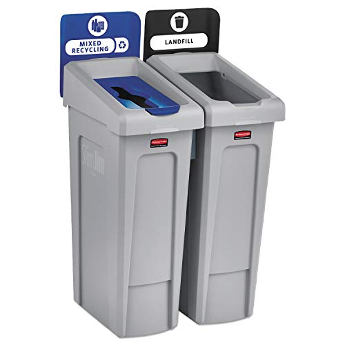 Rubbermaid Commercial Products Slim Jim 2-Stream Recycling Station - style: 2 Stream