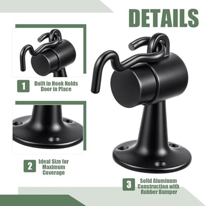 Yaocom 2 Pack Floor Mounted Door Stops, 3.5 Inch, Black - color: Black