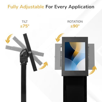 Mount-It! Anti-Theft iPad Floor Stand, Locking Kiosk Enclosure, Black - color: Black