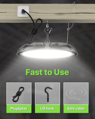 Glitgate UFO LED High Bay Lights 150W 6 Pack 22,500LM 5000K 100-277V - size: 150w 6pack