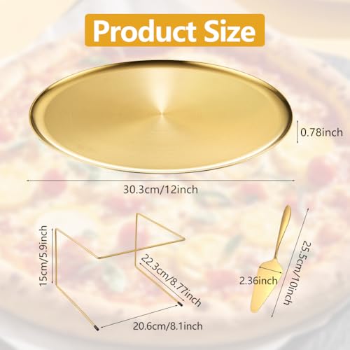 GRETJOB 12 Pcs Pizza Display Stands for Party Pizza Pan Riser Stand Set - color: Gold