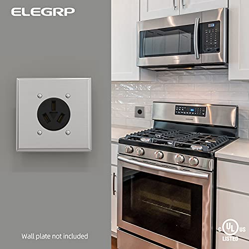 ELEGRP 50 Amps Range Power Receptacle,125/250V Flush Mounting Power Outlet, NEMA 10-50R, Straight Blade Range Outlet, Non-Grounding, 3 Pole 3 Wire, UL Listed, 1 Pack - style: NEMA 10-50R Outlet